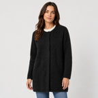 Women's longline cardigan in Black | Bewcastle – side view