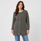 Women's longline cardigan in Charcoal | Bewcastle – front view
