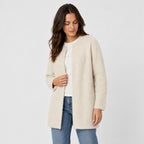 Women's longline cardigan in Cream | Bewcastle – side view