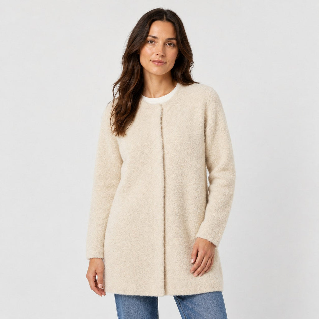 Women's longline cardigan in Cream | Bewcastle – front view