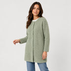 Women's longline cardigan in Sage Green | Bewcastle – side view