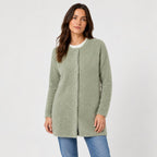 Women's longline cardigan in Sage Green | Bewcastle – front view