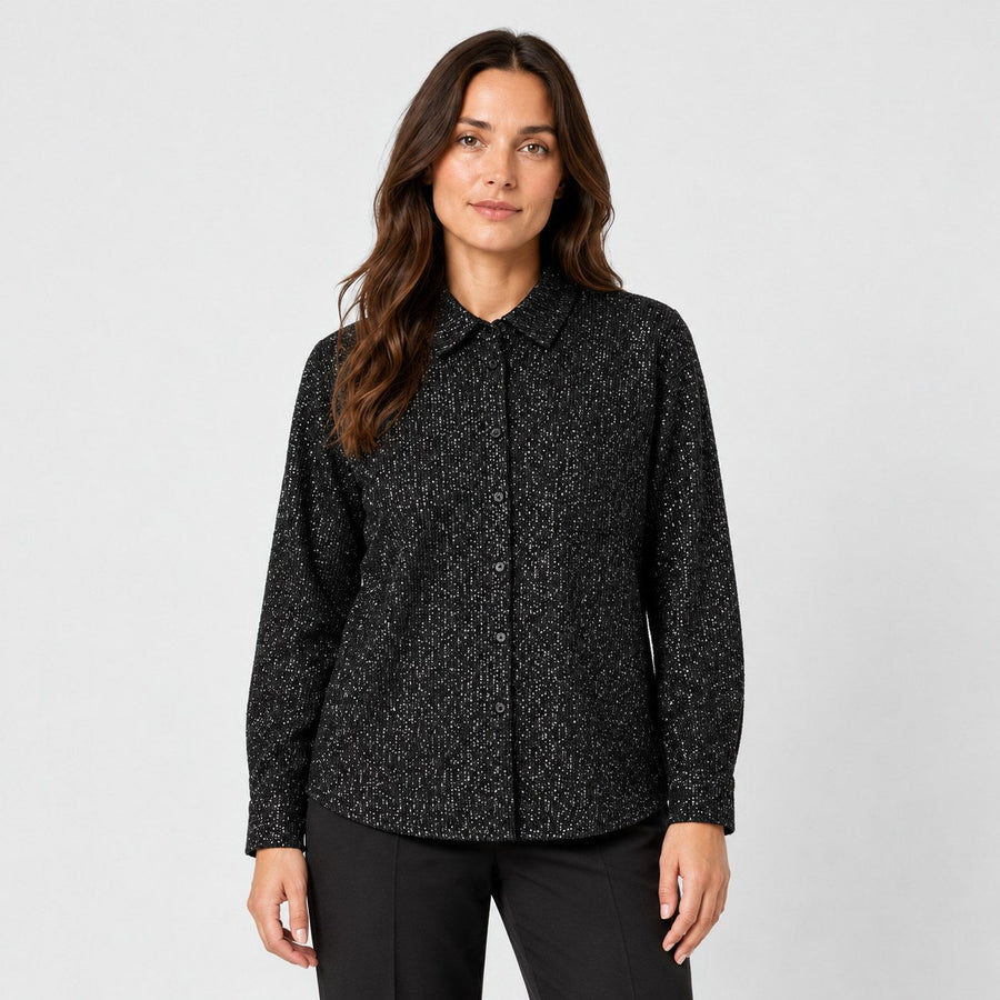 Women's sequin shirt in Black | Fritton – front view