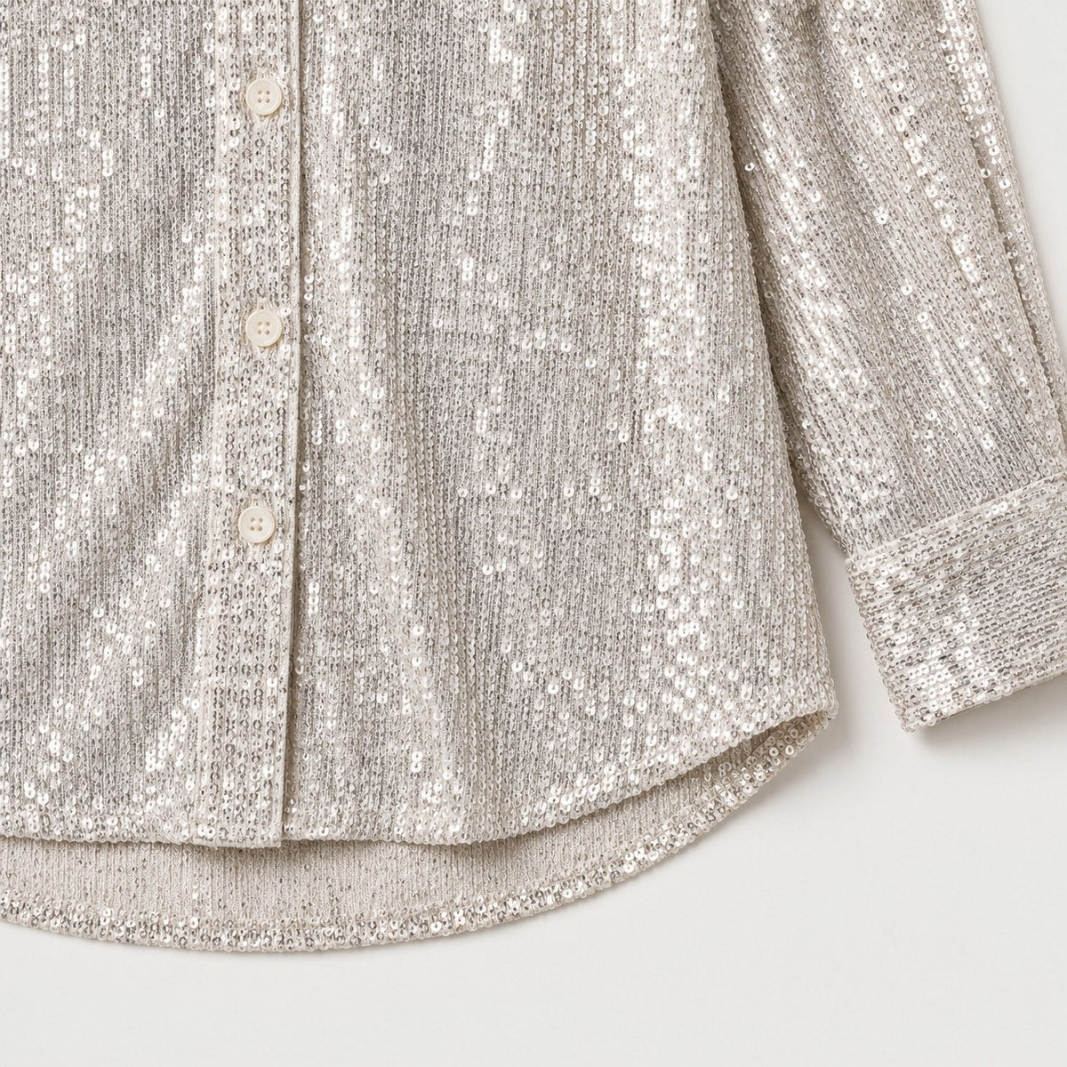 Women's sequin shirt in Silver | Fritton – detail view