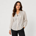 Women's sequin shirt in Silver | Fritton – front view