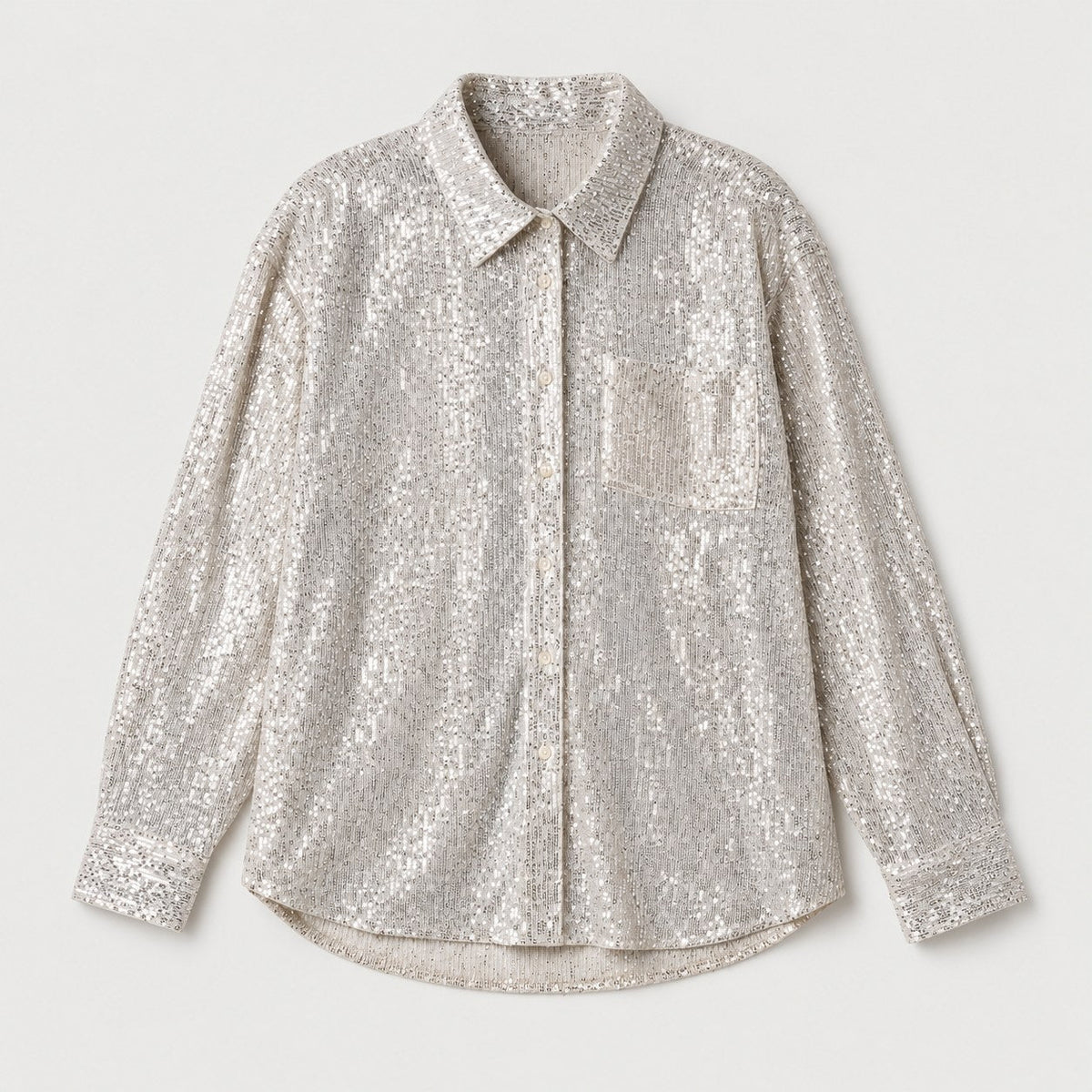Women's sequin shirt in Silver | Fritton – front view