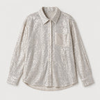 Women's sequin shirt in Silver | Fritton – front view