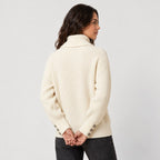 Women's ribbed roll neck jumper in Cream | Hemyock – back view