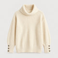 Women's ribbed roll neck jumper in Cream | Hemyock – front view