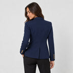 Women's double-breasted blazer in Navy | Blewbury – back view