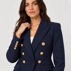 Women's double-breasted blazer in Navy | Blewbury – detail view