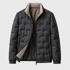 Men's block quilted puffer jacket in Black | Pitchcombe – front view