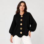 Women's oversized cardigan in Black | Appletreewick – front view