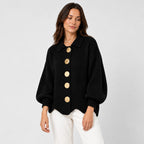 Women's oversized cardigan in Black | Appletreewick – side view