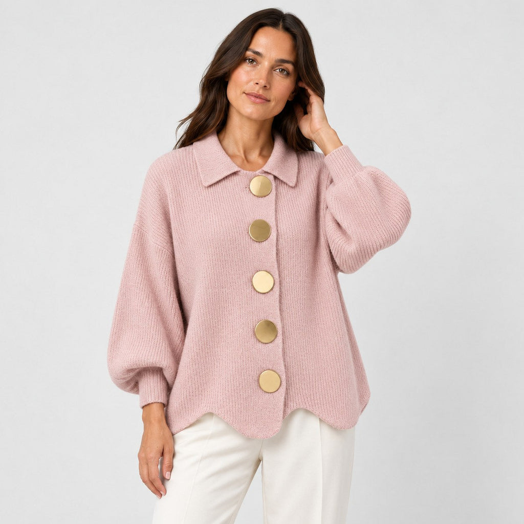 Women's oversized cardigan in Dusty Pink | Appletreewick – front view