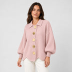 Women's oversized cardigan in Dusty Pink | Appletreewick – side view