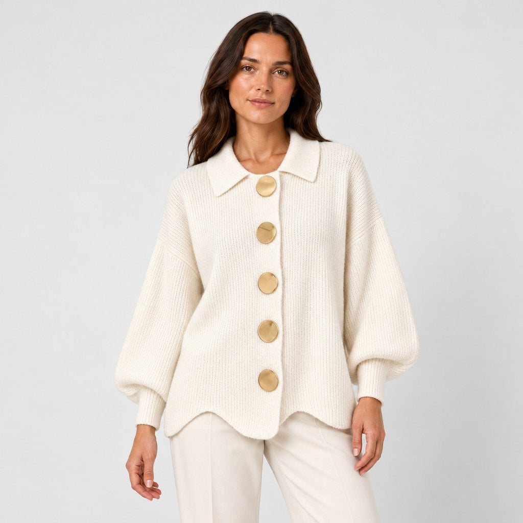Women's oversized cardigan in Ivory | Appletreewick – front view