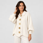 Women's oversized cardigan in Ivory | Appletreewick – side view