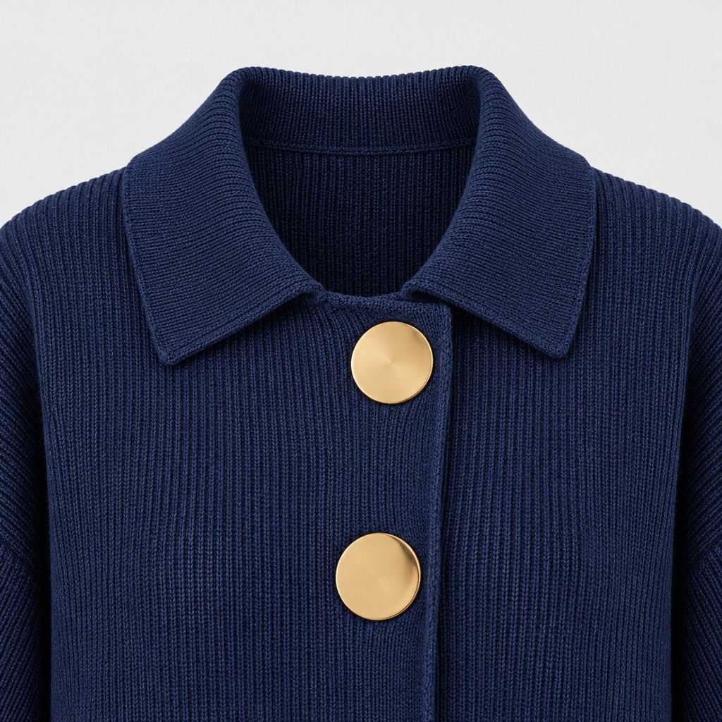 Women's oversized cardigan in Navy | Appletreewick – detail view