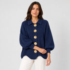 Women's oversized cardigan in Navy | Appletreewick – front view
