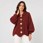 Women's oversized cardigan in Red | Appletreewick – front view