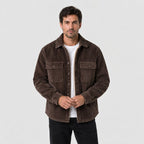 Men's corduroy shirt jacket in Dark Brown | Ruckinge – front view