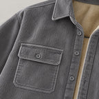 Men's corduroy shirt jacket in Grey | Ruckinge – detail view