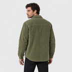 Men's corduroy shirt jacket in Moss Green | Ruckinge – back view