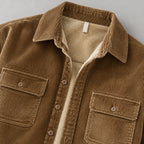 Men's corduroy shirt jacket in Camel | Ruckinge – detail view