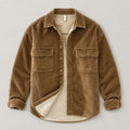 Men's corduroy shirt jacket in Camel | Ruckinge – front view