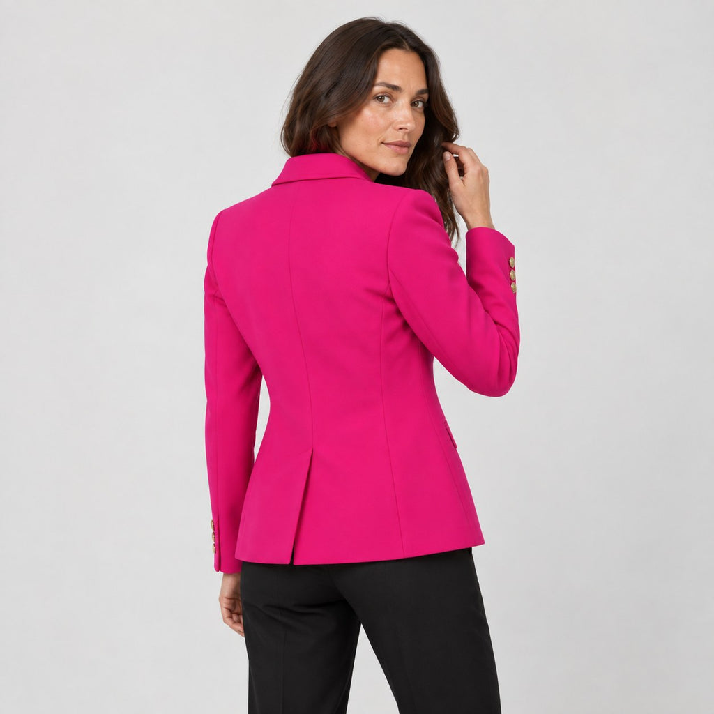 Women's double-breasted blazer in Hot Pink | Blewbury – back view