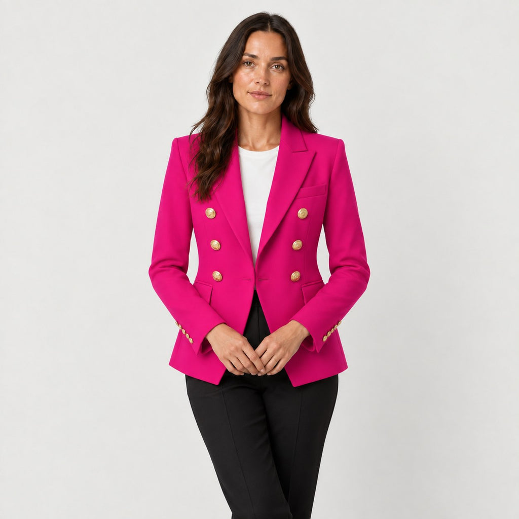 Women's double-breasted blazer in Hot Pink | Blewbury – front view