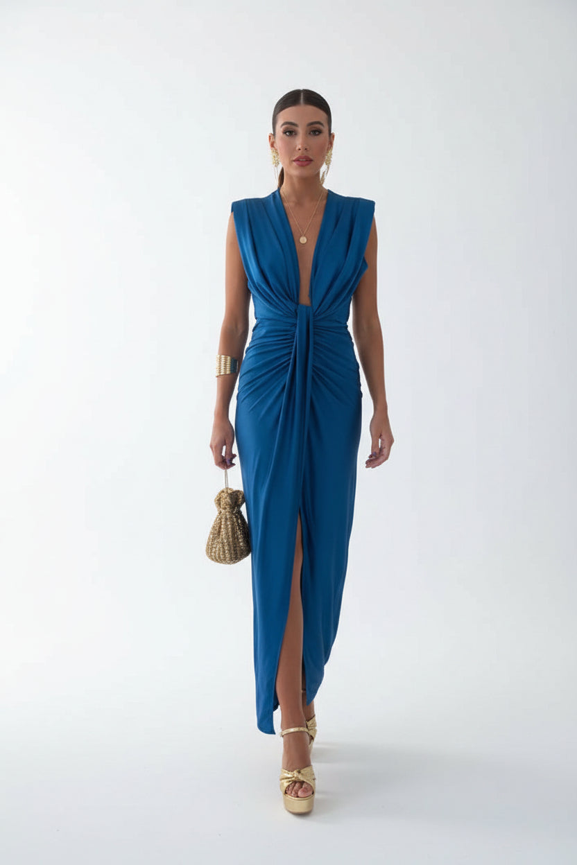 Women's Pleated Maxi Dress Flowy Fit Sleeveless - Parker and Grant