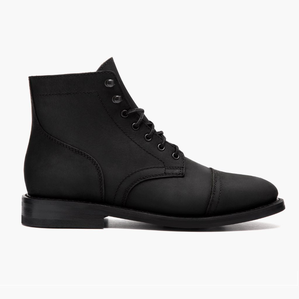 Men's Leather Cap Toe Lace-Up Ankle Boots