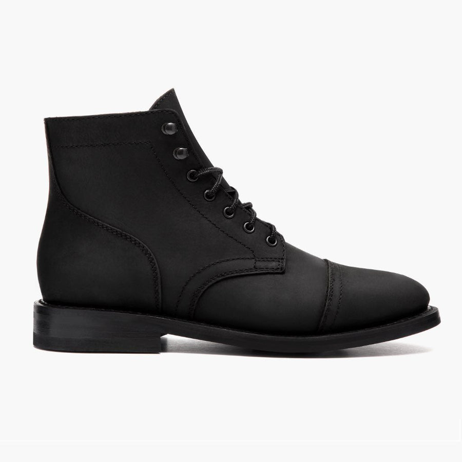 Men's Leather Cap Toe Lace-Up Ankle Boots