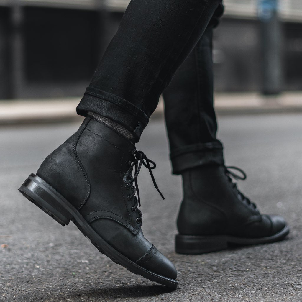 Men's Leather Cap Toe Lace-Up Ankle Boots — view 6