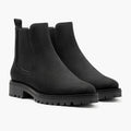 Women's Black Leather Chelsea Boots with Chunky Lug Sole — view 2