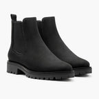 Women's Black Leather Chelsea Boots with Chunky Lug Sole — view 2