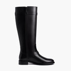 Women's Wide Calf Leather Riding Boots with Gold Buckles — view 3