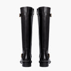 Women's Wide Calf Leather Riding Boots with Gold Buckles — view 5