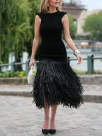 Women's Raffia Knit Midi Dress Tassel Detail - Parker and Grant
