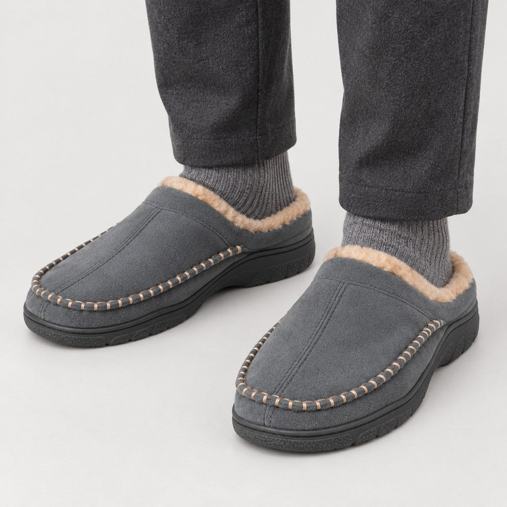 Men's mule slippers in Grey | Yarpole – front view