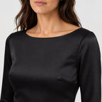 Women's satin-effect maxi dress in Black | Barrowden – detail view