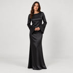 Women's satin-effect maxi dress in Black | Barrowden – front view