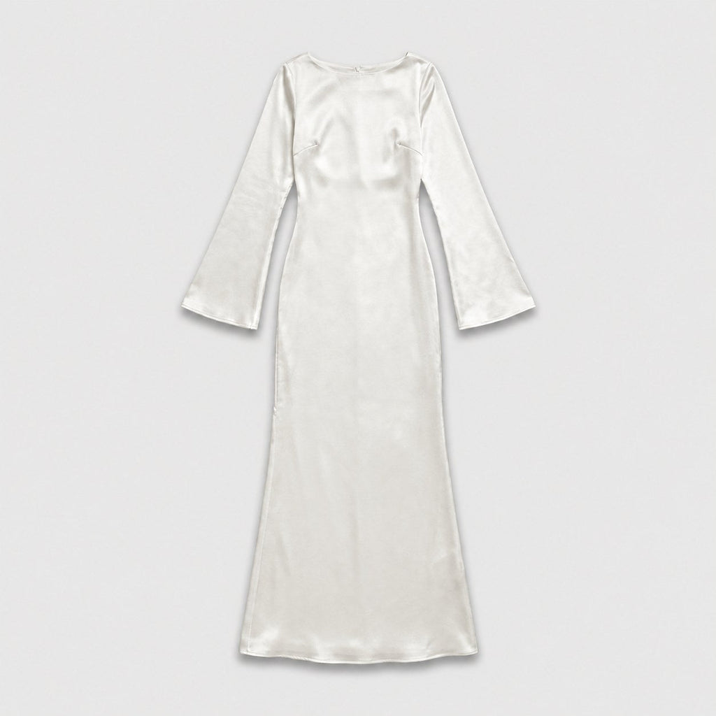 Women's satin-effect maxi dress in Ivory | Barrowden – front view
