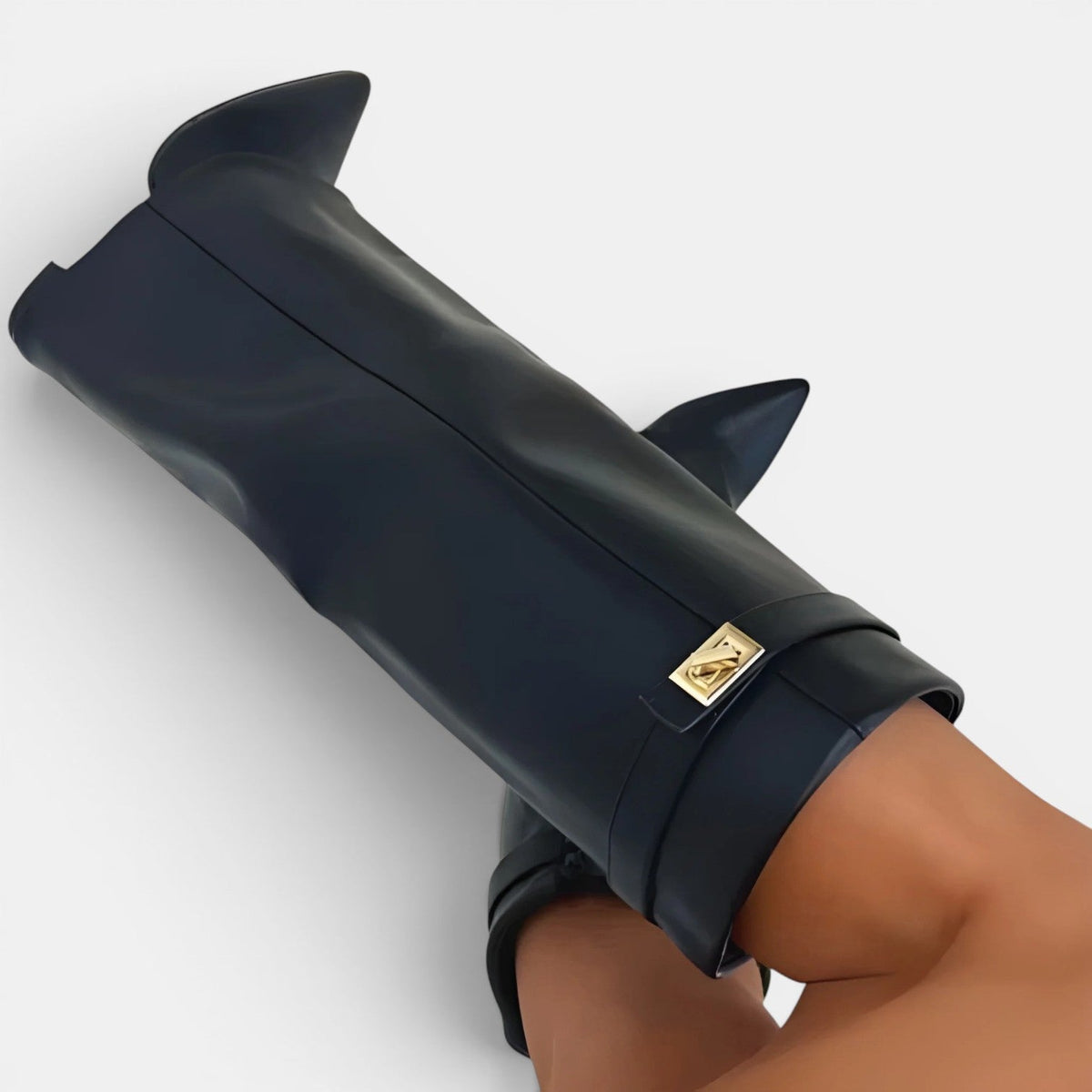 Women's Cuffed Knee-High Suede Boots with Block Heel — view 7