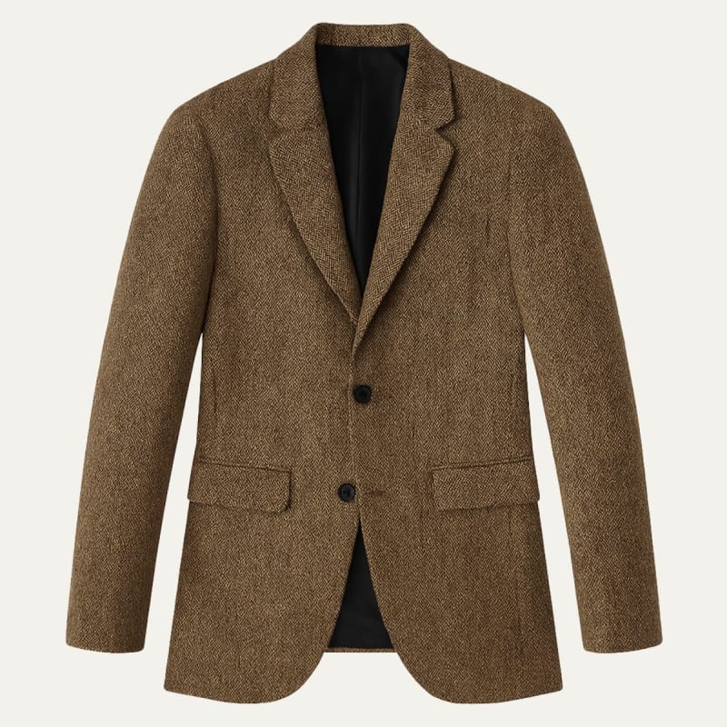 Men's tailored herringbone wool-blend blazer