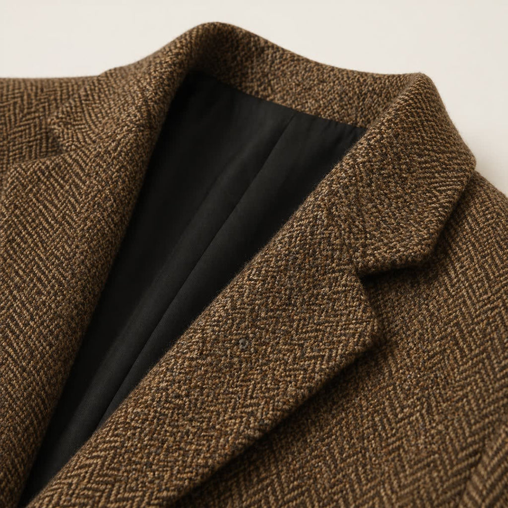 Men's tailored herringbone wool-blend blazer