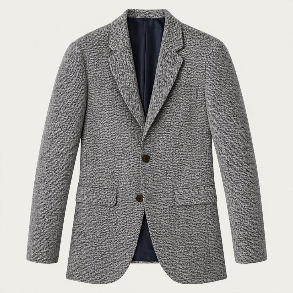 Men's tailored herringbone wool-blend blazer
