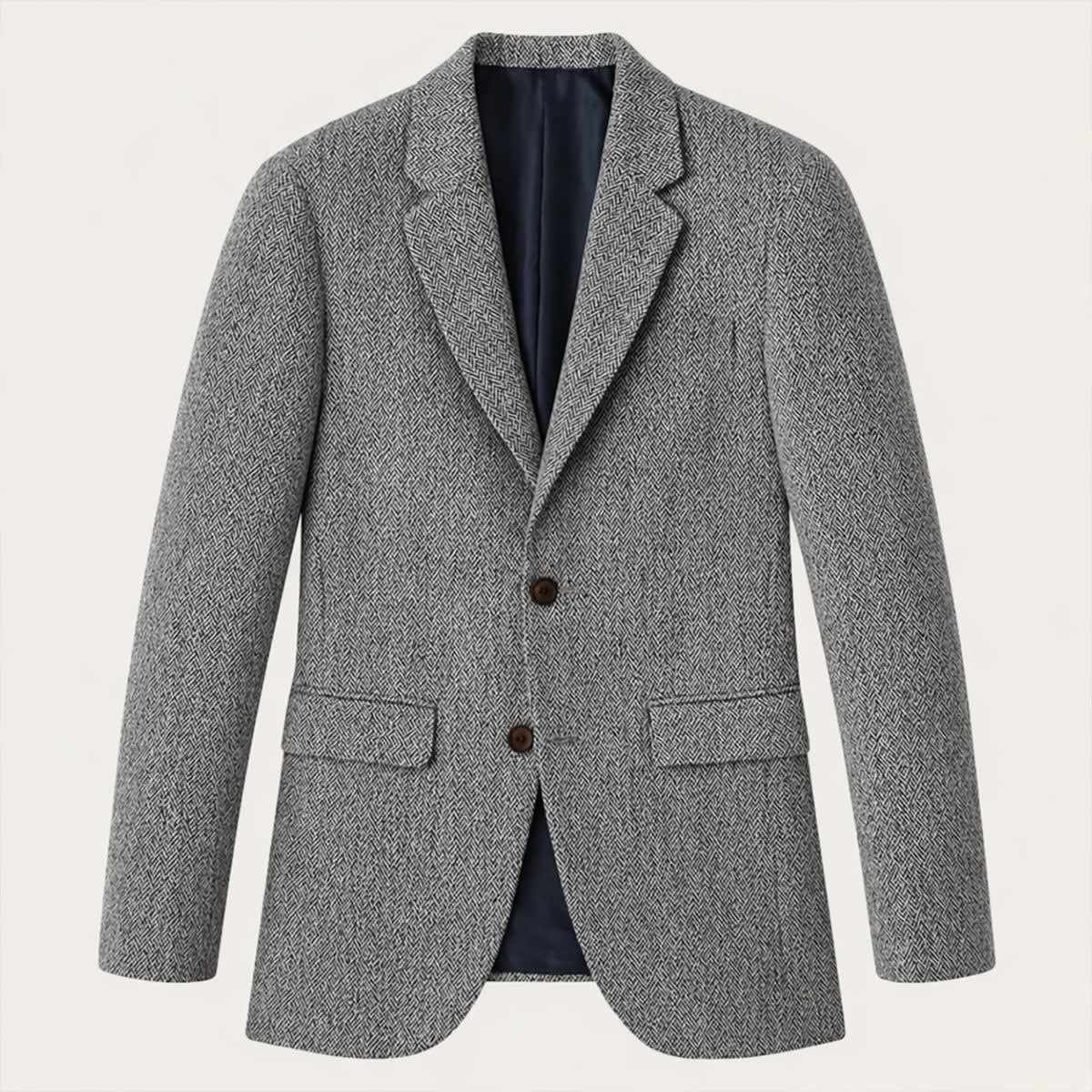Men's tailored herringbone wool-blend blazer